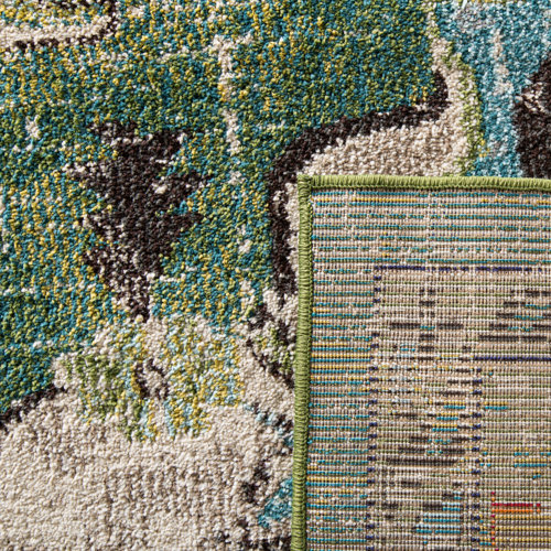 Mistana™ Indira Performance Forest Green / Light Blue Rug & Reviews